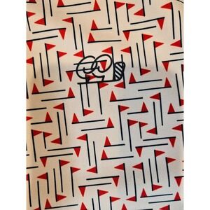 Good Good Golf Mens Small White Red Flag Print Performance Polo Shirt